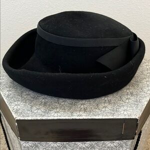 Classic Black Fedora Hat with Wide Brim